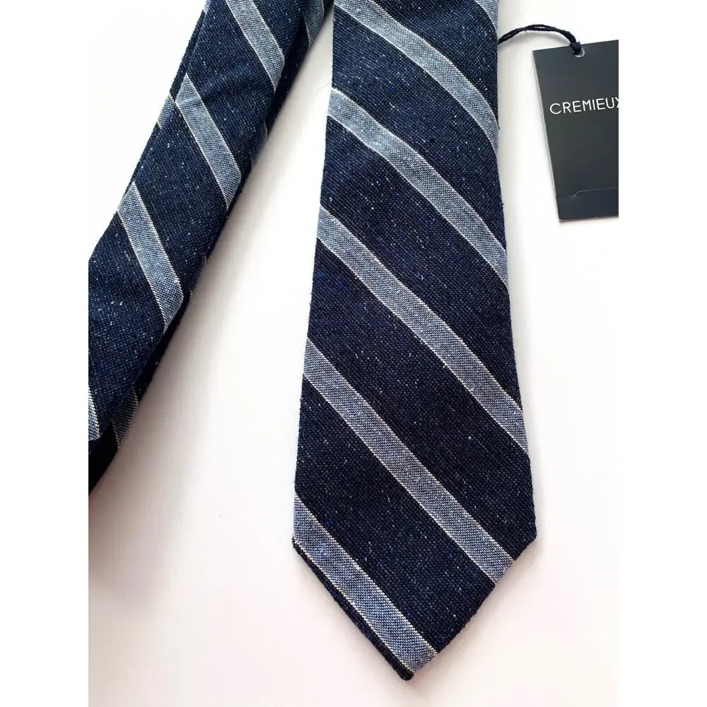 Daniel Cremieux Neck Tie Nwt Silk Wool Made in Italy Slim Skinny Blue Stripe Tie